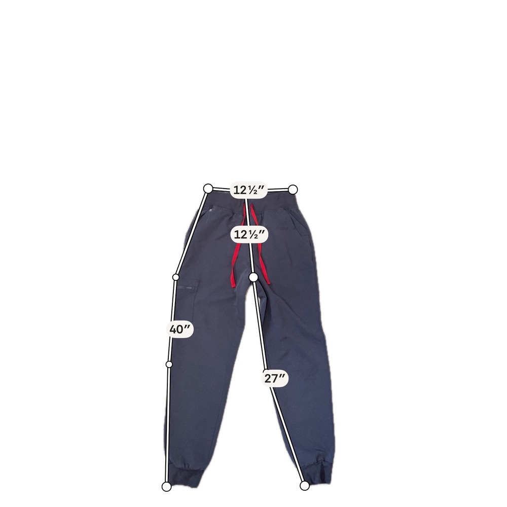 FIGS Zamora Jogger Scrub Pants Charcoal Gray Red Drawstring High Waist S - Picture 5 of 10